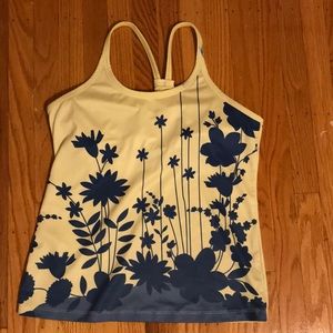 Athleta yellow and blue floral workout tank